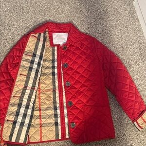 Burberry Kids Red Quilted Raincoat